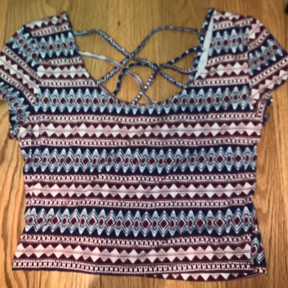 red white abs blue crop top